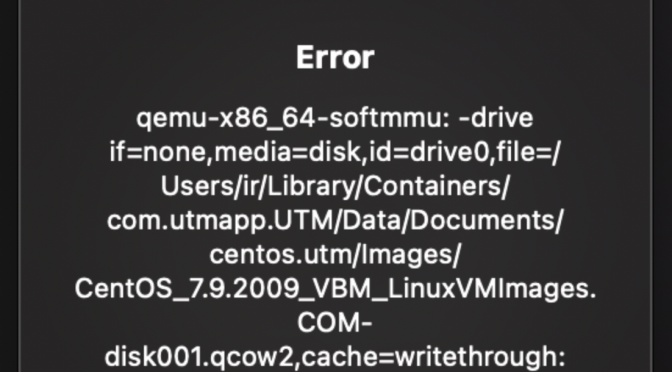 UTM VM fails to start “qcow2: Image is corrupt; cannot be opened read/write”