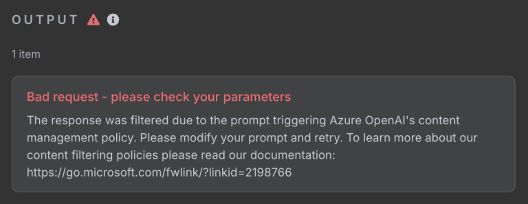 n8n - The response was filtered due to the prompt triggering Azure ...